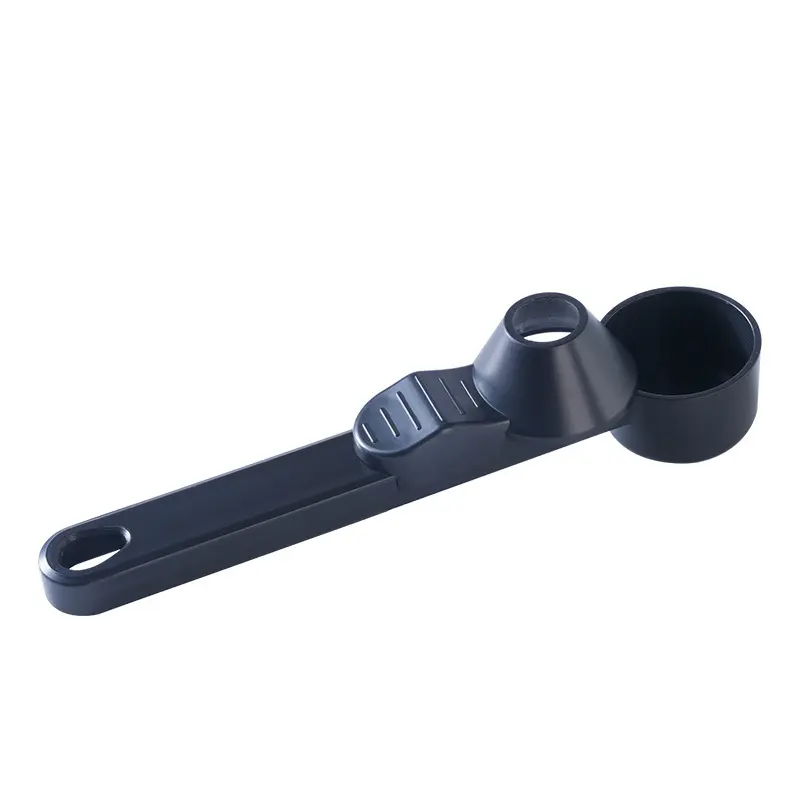 Adjustable Sliding Coffee Measuring Scoop with Pour Funnel, Anti-Spill Long Handle Powder Dispensing Spoon for Coffee Grounds, Milk Powder, Protein Powder, Reusable Kitchen Portion Control Measuring Tool