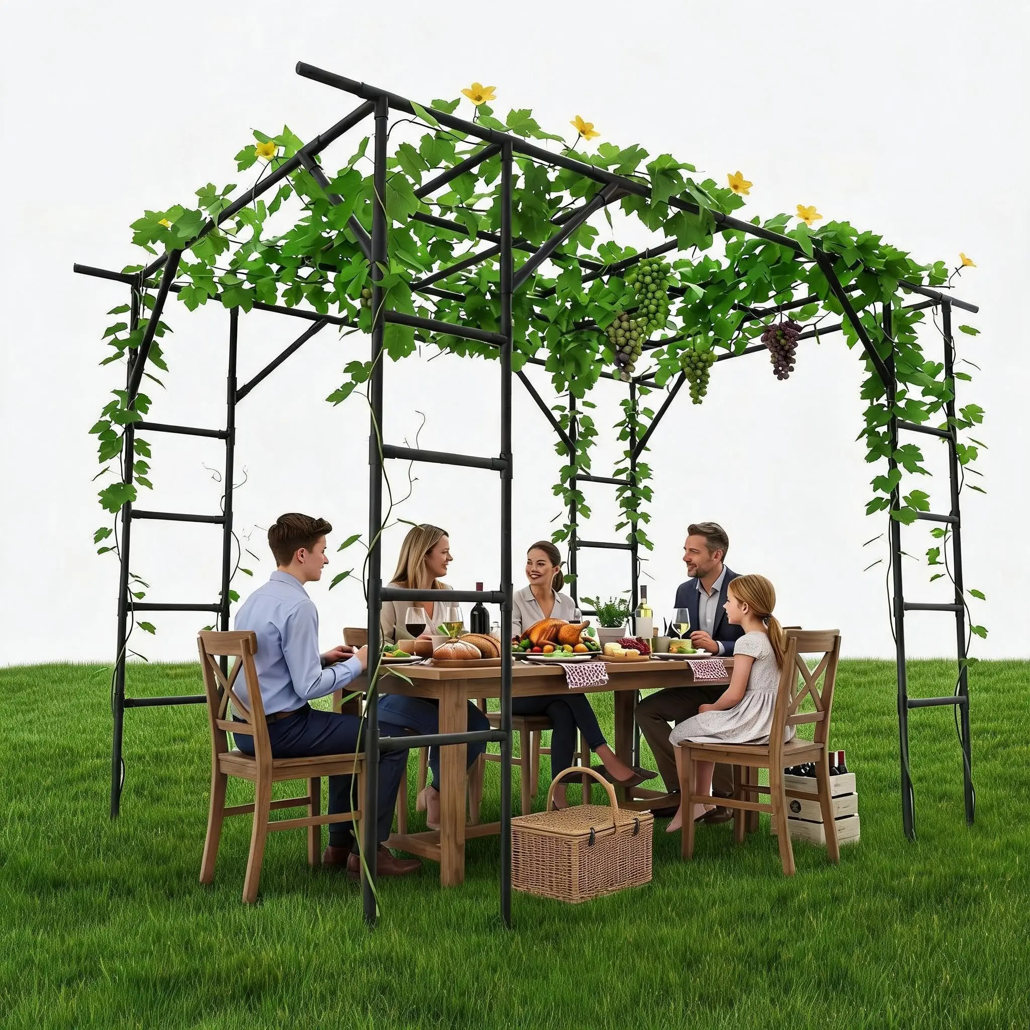 Large Grape Vine & Cucumber Trellis, 11FT Large Outdoor Garden Arch Trellis, Outdoor Plant Stand