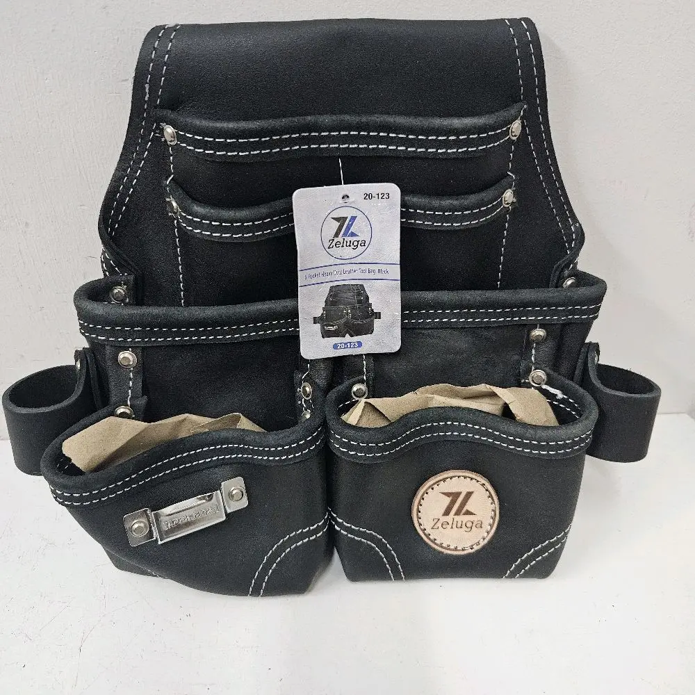Zeluga Heavy-Duty 5-Pocket Leather Tool Bag