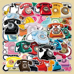 Vintage Telephone Pattern Sticker, 100pcs/set Retro Telephone Pattern Decorative Sticker, DIY Decals for Scrapbooking, Journaling, Gift Wrapping