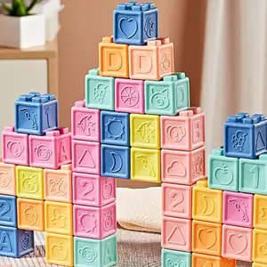 Soft Rubber Blocks for Early Education, Colorful Stacking and Nesting Toys, Grip Training, Hand-Eye Coordination Toy, Soft Texture, Building Blocks Set