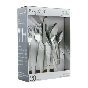 MegaChef Gibbous 20-Piece Flatware Utensil Setin Silver