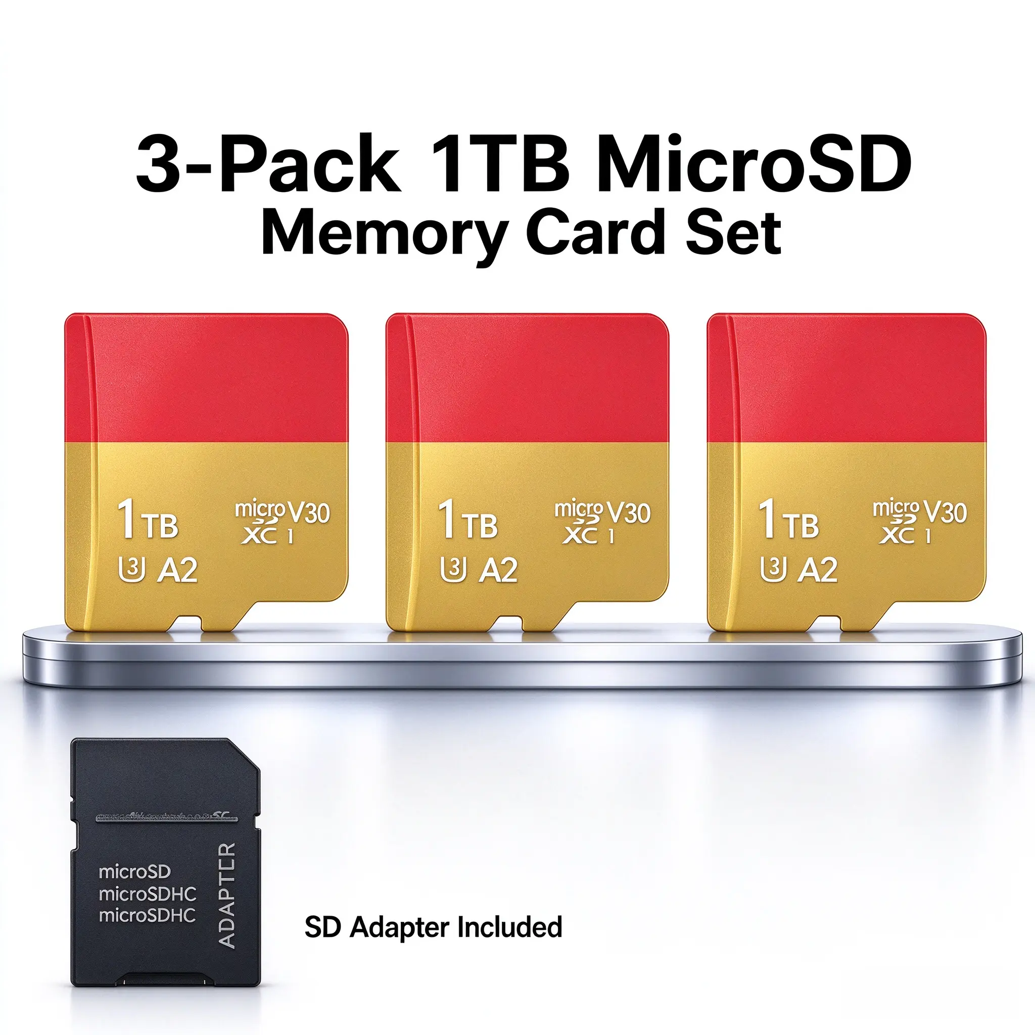512GB 1TB Micro SD Card 3 Pack, V30 U3 A2 Memory Card for Drone, GoPro, Switch, Camera, Dash Cam, Security Cam, Phone