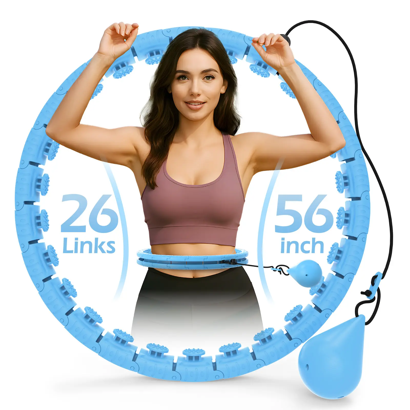 Weighted Hula Hoop - 26-Link, 56-Inch Abs Fitness Equipment for Adult Plus-Size Women, Smart Home Exercise Gym Kit