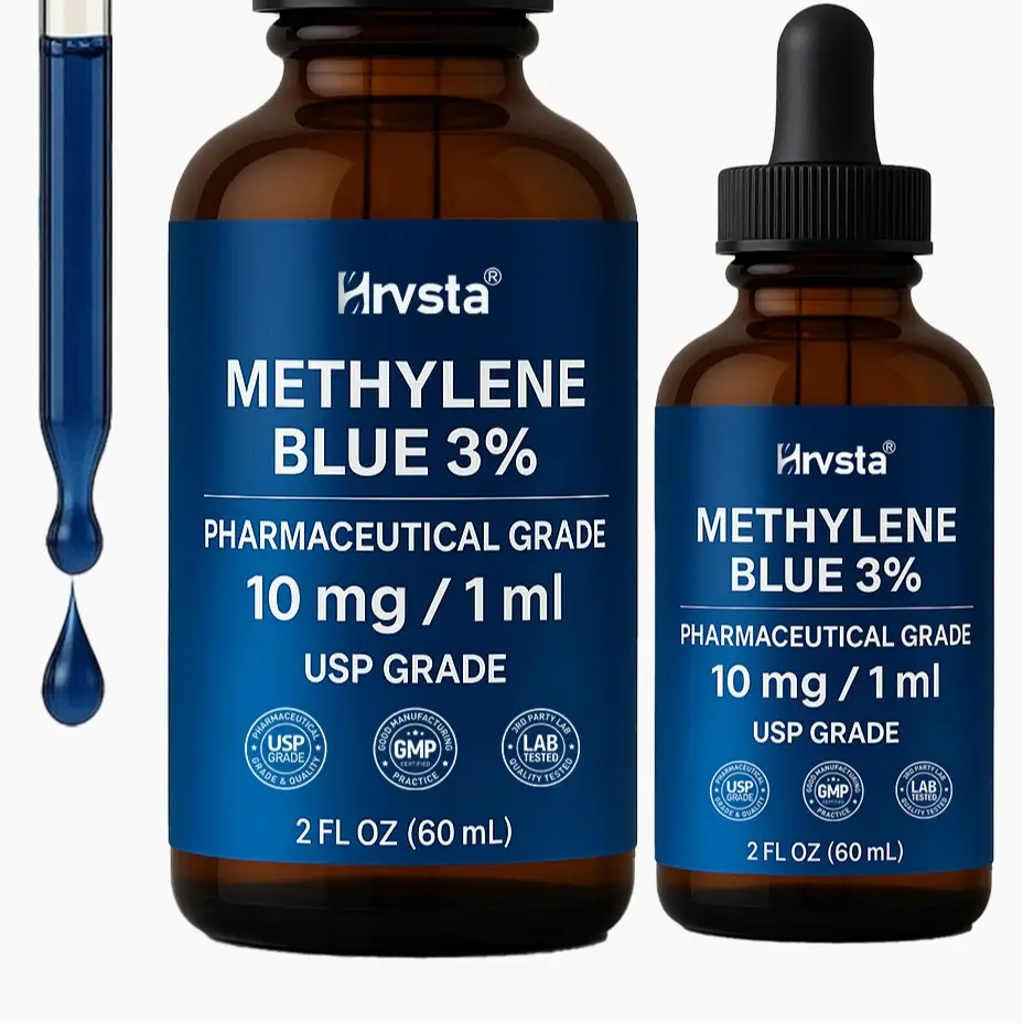 Methylene Blue Pharmaceutical Grade - Methylene Blue 3% - Liquid Drops Aqueous Solution 10 mg / 1 ml - Third Party Tested - Formaldehyde & Alcohol-Fre