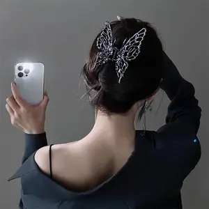 Premium Clip Headgear Back Head Hairpin Female Metal Liquid Butterfly-shape Grab Clip Exaggerated Personalized Hair Accessories Shark Clip