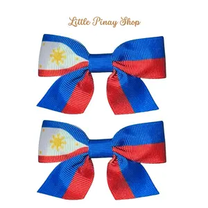 Filipina Pride Hair Clip Bows (Set of 2) | Filipino Flag Bows