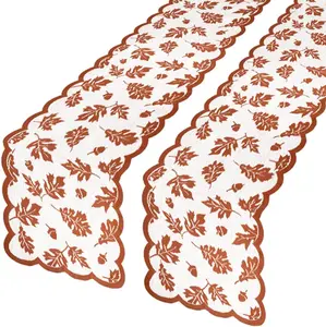 2 count Fall Table Runner, Lace Maple Leaf Table Runner, Autumn Thanksgiving Table Decor for Farmhouse Holiday  Table Party Decoration - 13x72in