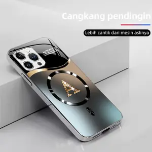 Suitable for [iPhone 13 Pro Max] high-end MagSafe phone case，The Latest Electroplated Glass Phone Cases—Choose from 26 Different Letters.YM99