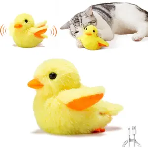 Cat Toy Rechargeable Fluttering Duck with Silver Vine Catnip Realistic Meowing Touch-Activated Kitten Kicking Plush Interactive Exercise Toy Suitable for All Breeds