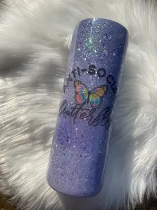 Anti social butterfly epoxy tumbler