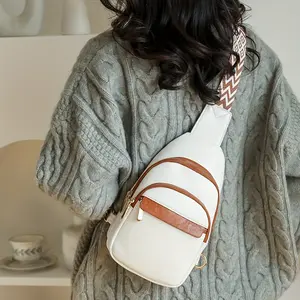 Stylish Women's Sling Bag - Trendy Crossbody Fanny Pack with Adjustable Strap, Zipper Closure, and Design for Travel & Casual Use (White)