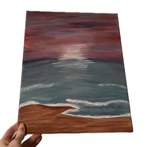 JACKIES.PAINTINGS + Ocean Sunset Canvas Painting + Original Home Decor with Ocean Sunset Theme bedroom wall accessories house