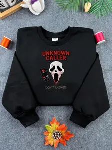 UNKNOWN CALLER Sweatshirt – Don't Answer, Embroidered Sweatshirt, Horror Sweatshirt