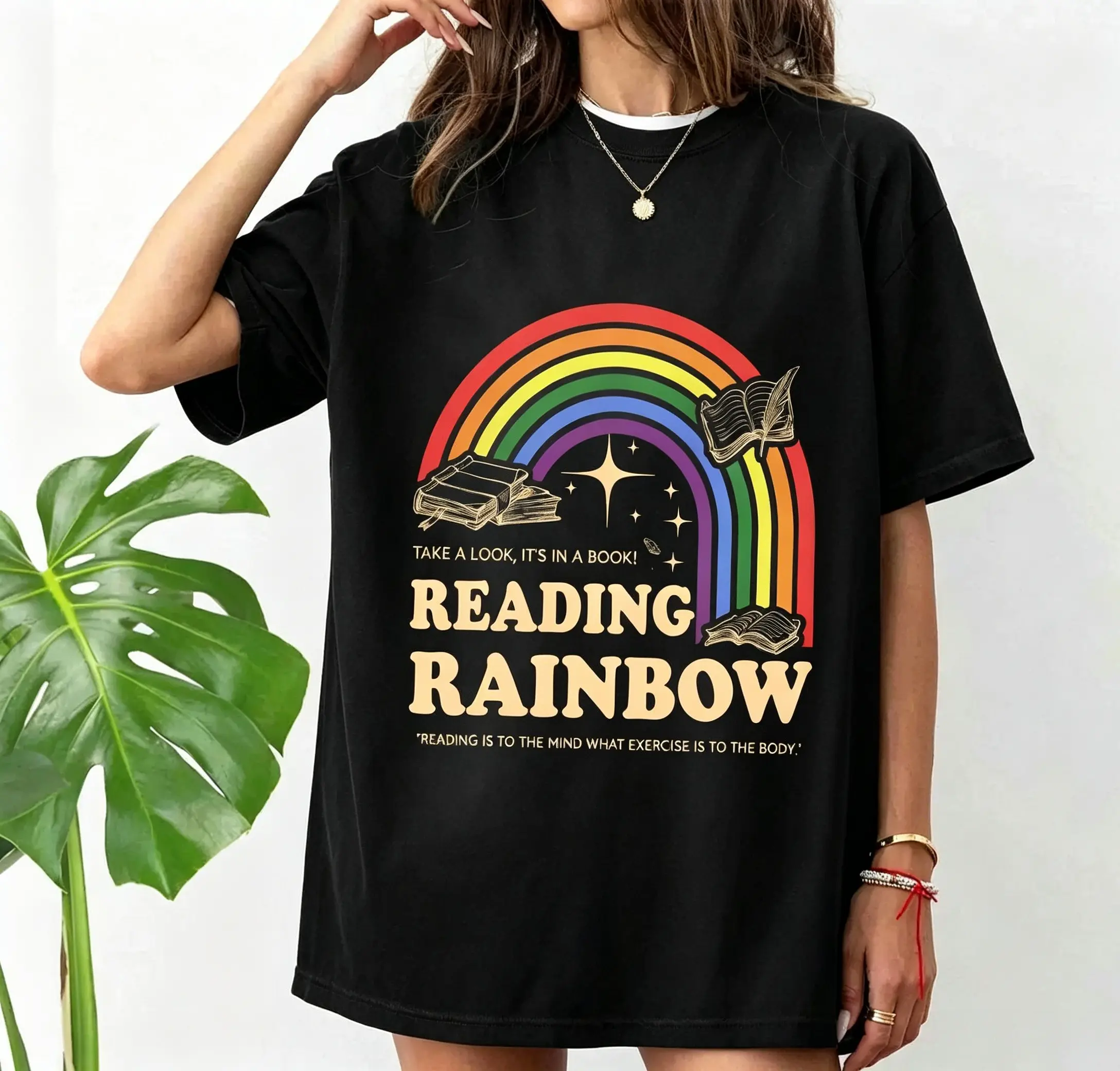 Reading Rainbow Shirt, Retro Librarian Shirt, Teacher Appreciation, Retro Rainbow School Shirt, Book Lover Gift, Bookworm,Unisex Design for Women & Men vintage graphic tees,shop