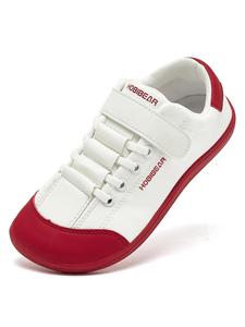 kids casual sports velcro comfortable canvas shoes, 2024 new style lightweight walking shoes for daily party wear, fashionable shoes for boys & girls, white red trainers