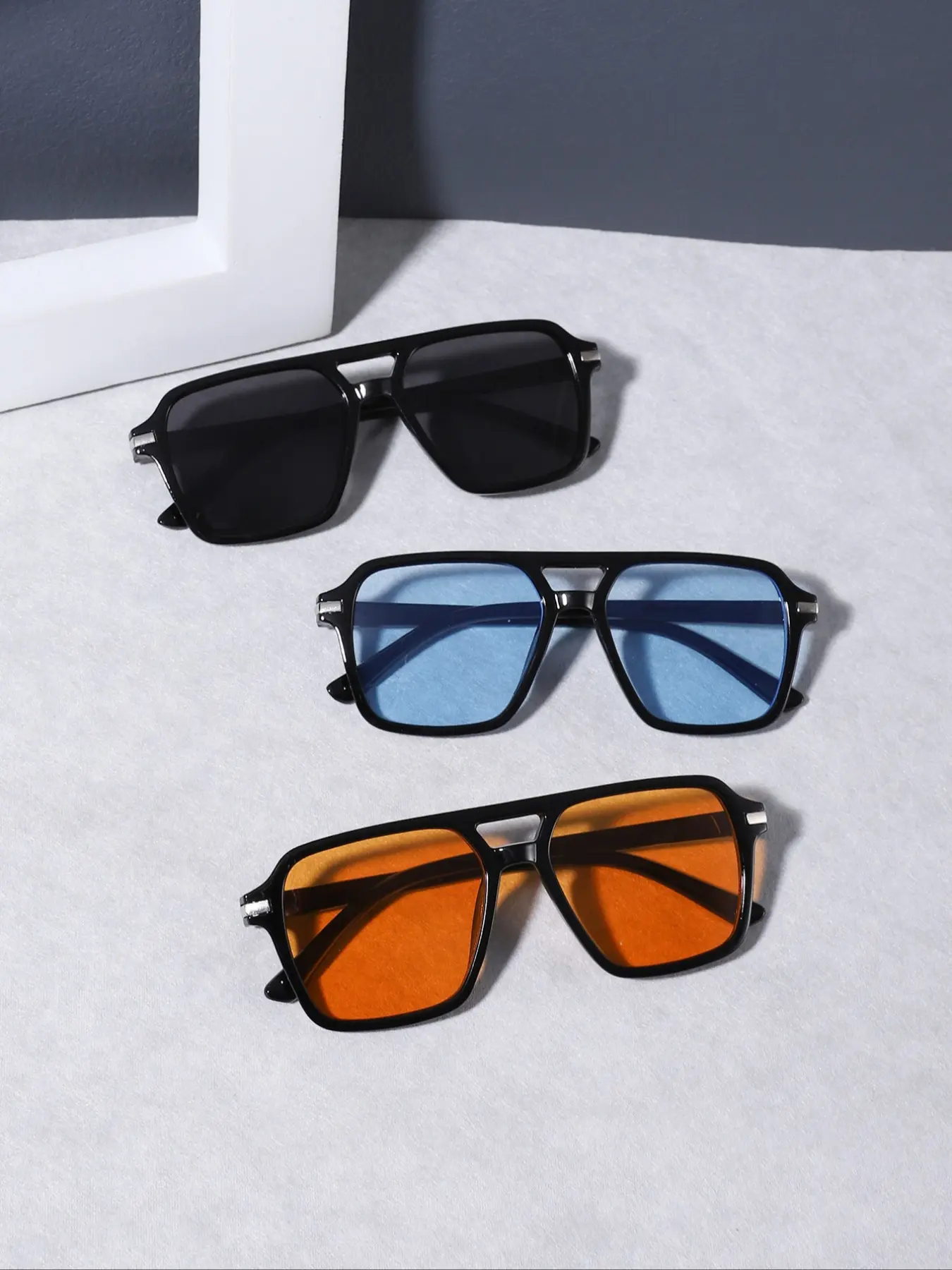 Men's Casual High-Quality Small Frame Rectangular Sunglasses, Lightweight Durable Fashion Accessory, All-Season Outdoor Activities