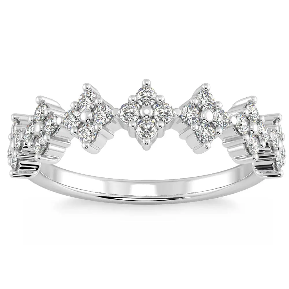 1/2Ct TW Round Cut Diamond Wedding Ring 14k Gold Stackable Band Lab Grown