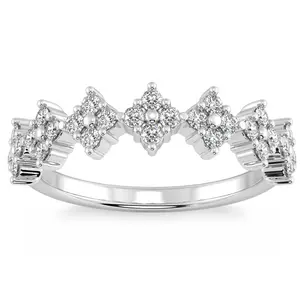 1/2Ct TW Round Cut Diamond Wedding Ring 14k Gold Stackable Band Lab Grown