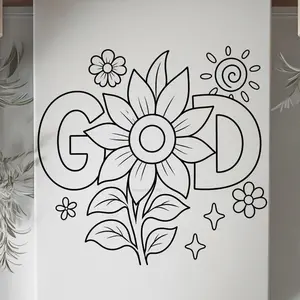 DTF Transfer Outline - Press & Paint Outline, Color your own DTF Print -God - Sunflower - Coloring Activity - Paint Party