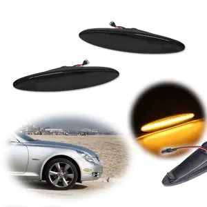 2pcs Smoked Front Amber LED Bumper Side Marker lamps Light For 2002 2003 2004 2005 2006 2007 2008 2009 2010 Lexus SC430,Replace OEM 81731-24030, 8173124030, 81751-24010, 8173124010