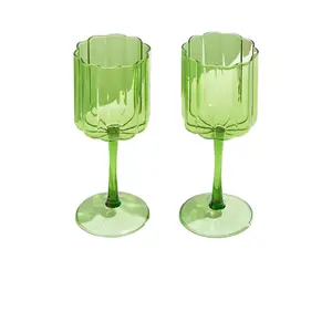 Fazeek Wave Wine Glasses Set of 2 in Green