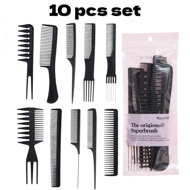 Hair Comb Set Barber Styling Combs with Wide Tooth, Rat Tail, Texture & Afro Pick Comb for Slick Back, Curly Hair, Fade Hair Styling, Multi-Functional Hair Cutting & Grooming Tools for Men, Barbers, Home Salon Haircare, Barber Equipment