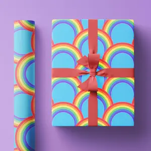 Rainbow Wrapping Paper Roll, Colorful Gift Wrap for Birthdays, Holidays and Best Friend Gifts, LGBTQ+ Friendly Design