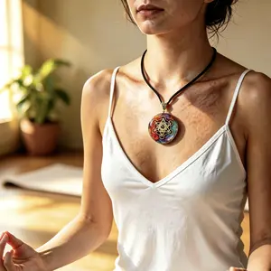 Natural Orgonite 7 Chakra Crystal Necklace for Anxiety Relief & Positive Energy | Healing Stone Pendant | Boho Spiritual Jewelry | Unisex Meditating Gift