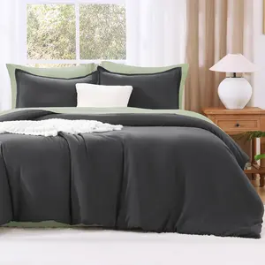 Grey Comforter King Size, Dark Gray Lightweight Plain Comforters Sets, Fluffy (104x90In Comforter  2 Pillowcases)