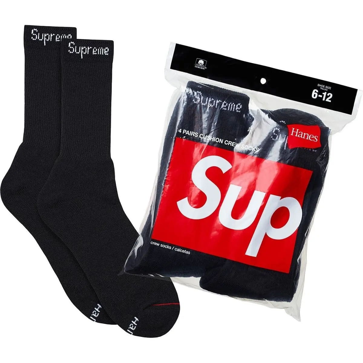 Supreme Black Crew Socks with Red Logo, Pack of 3, Comfortable and Durable, Ideal for Daily Wear Menswear Stylish