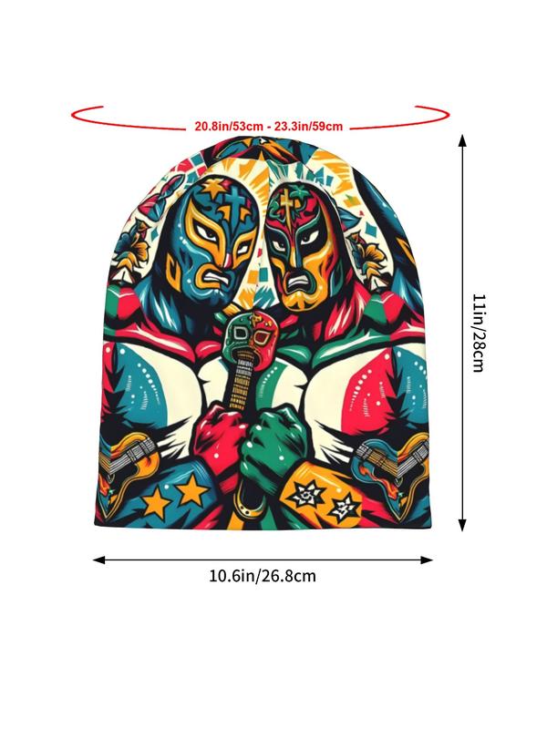 Mexican Wrestling Spring and Autumn Soft Hat Sports Hoodie Breathable Fitness Knitted Hat Warm Running Fashion Printed Graphic Hat Outdoor Sports Elastane BIIHUDU Brand