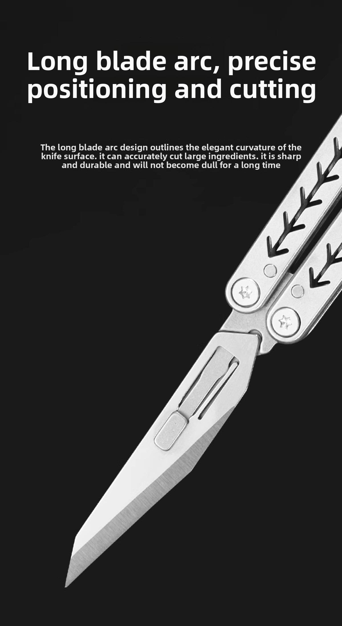 New Creative Butterfly Portable Folding Utility Knife Fruit Knife Sharp Multi-Function Keychain Knife with Replaceable Blade, Mini Portable Carving Knife Stainless Steel Pocket Knife Travel Express Knife