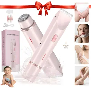 Festival Gifts, 2 in 1 Electric Hair Removal Tool Bikini Trimmer for Women, Double-ended Electric Razors, Body & Facial Electric Shaver, Waterproof Wet & Dry Use Trimmer, Shaver for Women, Portable Hair Trimmer, Cordless Rechargeable Trimmer