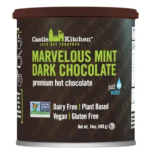 Castle Kitchen Mint Dark Hot Chocolate - Winter Favorite - Premium Plant Based, Dairy Free, Gluten-Free, Vegan Hot Coca Mix - Just Add Water - 14 oz