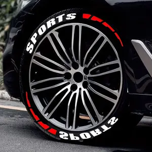 White Sports + Red Sequence Tire Stickers, 8 Pieces PVC Rubber Material Tire Letter Stickers, Suitable for Car and Motorcycle Tires, Suitable for Car Modification car  stickers window decal