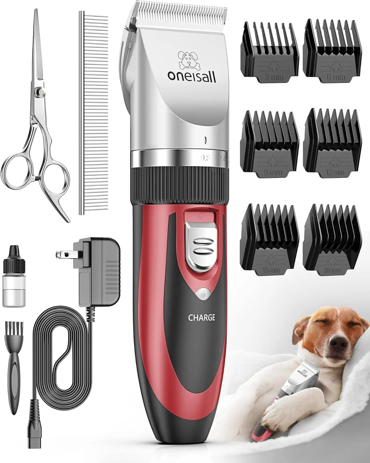Low-Noise Rechargeable Cordless Electric Grooming Clippers Set for Dogs, Cats