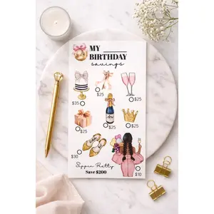 A6 Birthday Savings Challenge Planner – Reusable Dry Erase