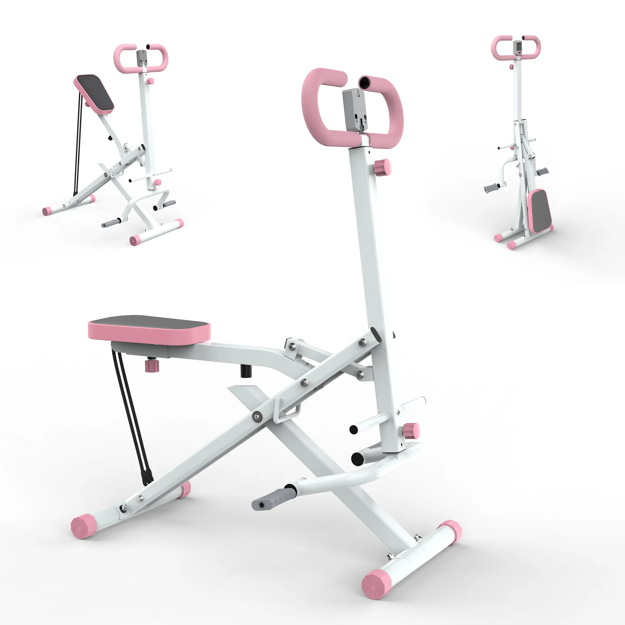 Foldable Glutes Trainer Machine - Fitness Exercise Machine with Squat Assist Resistance Bands, Multi-Functional Strength Training Equipment for Home Butt, Thigh Workouts
