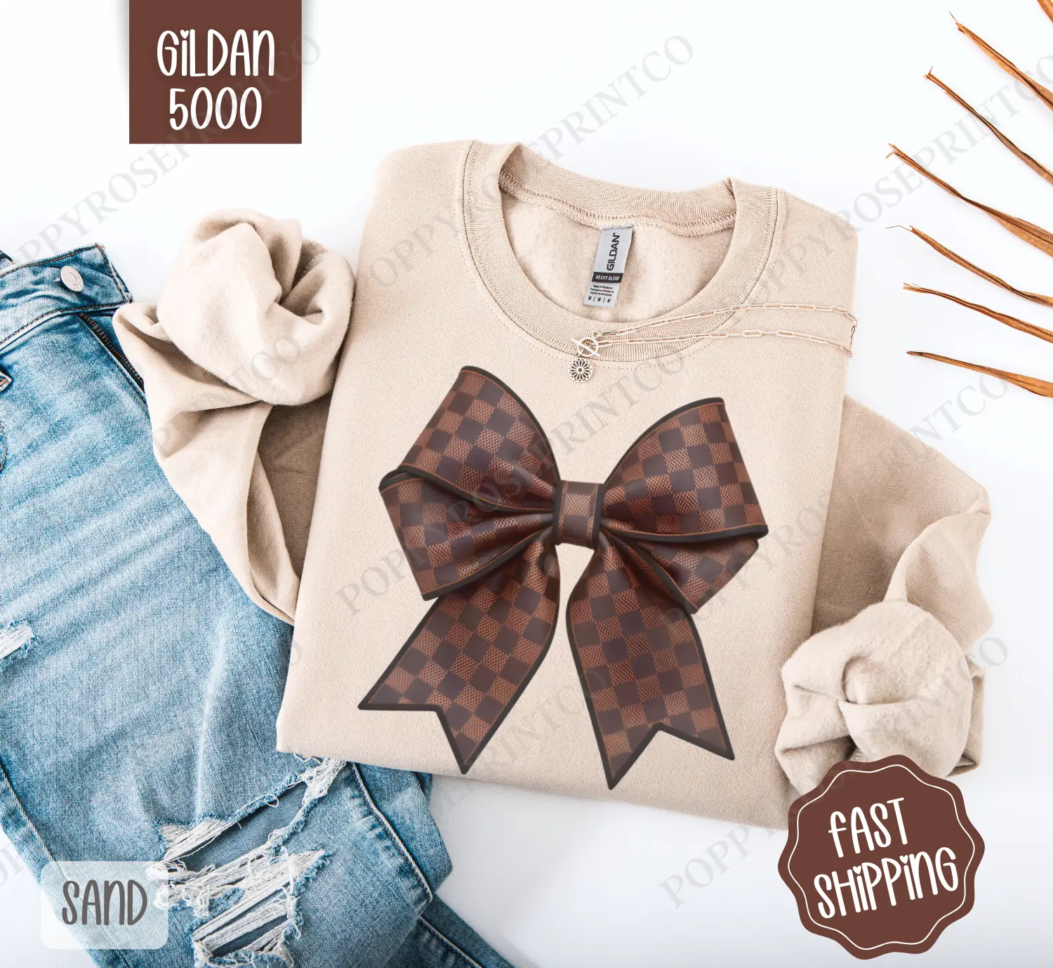 Checkered Coquette Bow Sweatshirt, Bow Crewneck, Cute Women's Sweater