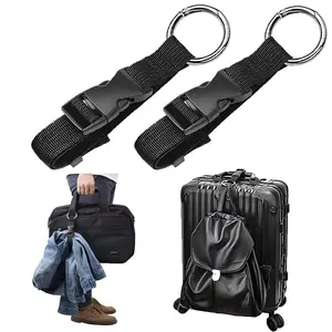 2 Pack Add a Bag Luggage Straps, Adjustable Suitcase Belts Luggage Connector Straps - Travel Accessories Jacket Gripper Arm Saver Easy to Carry Extra Bags (Black)