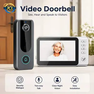 Doorbell Camera Wireless, Video Door Bell Camera with Monitor for Home, 2-Way Audio, No WiFi Connection and No APP Required, No Subscription, Easy Installation