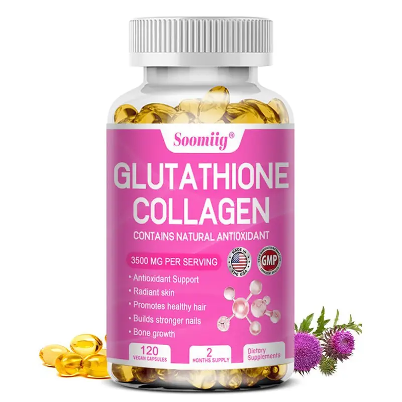 Soomiig Glutathione Collagen Health Supplement - Supports Smooth Hair and Healthy Skin -120 Capsules