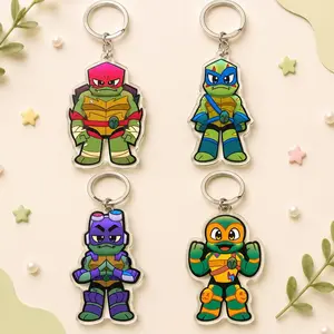 ROTTMNT Acrylic Keychains - Mutant Ninja Turtles Leo Raph Donnie Mikey Charms, TMNT Acrylic Charms Kawaii, Cute Keyring Accessory, Fun Charm For Backpack Or Purse | High Quality and Customer Favorite Items