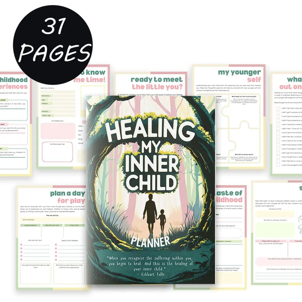 1PC Shadow Work Healing Journal Planner: 31-Day Guided Program for Personal Growth, Mindfulness, Trauma Recovery Journey, Self-Discovery, Inner Peace, Self Improvement Journal, Therapist-Developed Reparenting & Therapy Techniques