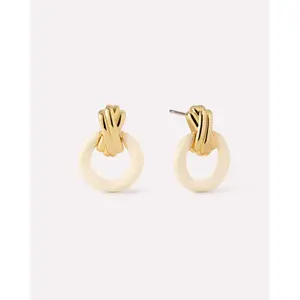 Gold Stud Earrings - Remi Studs White