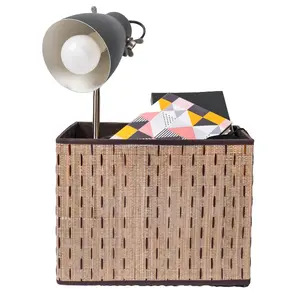 Vintiquewise QI004425-G Beige Cube-Shape Folding Storage Bin Box - Pre-Assembled, Collapsible Multi-Use Decor Item, Closet Organization System for Living Room, Bedroom