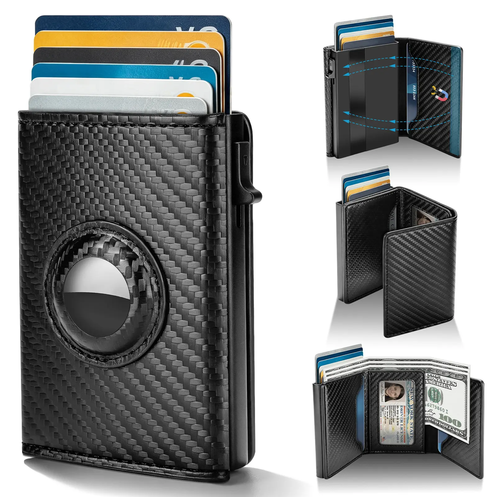 Mens Smart Wallet for Air Tag RFID Blocking,Slim Minimalist Compact Wallet and Card Holder, Front Pocket Wallets for Men,Ideal Gift for Men
