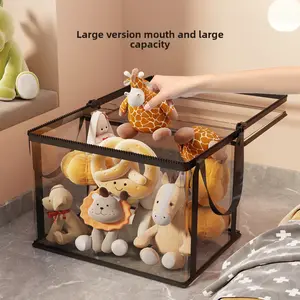 Clear Toy Storage Bin with Lid, Kids Doll Tool Organizer Bucket, Home Transparent Storage Box for Toys Building Blocks Snacks, Storage Rack for Bedroom Playroom