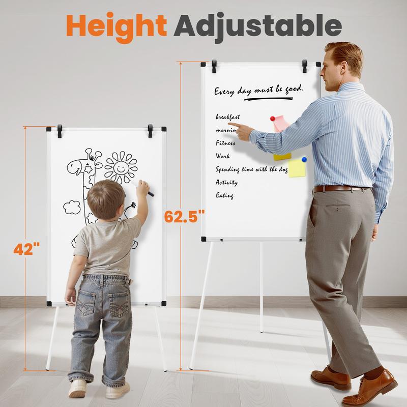 Whiteboard Easel 40 x 28 Inches, Magnetic White Board Dry Erase, Porbable Boards Height Adjustable, Dry Erase Board with Stand for School, Office and Home, Silver Aluminium Frame